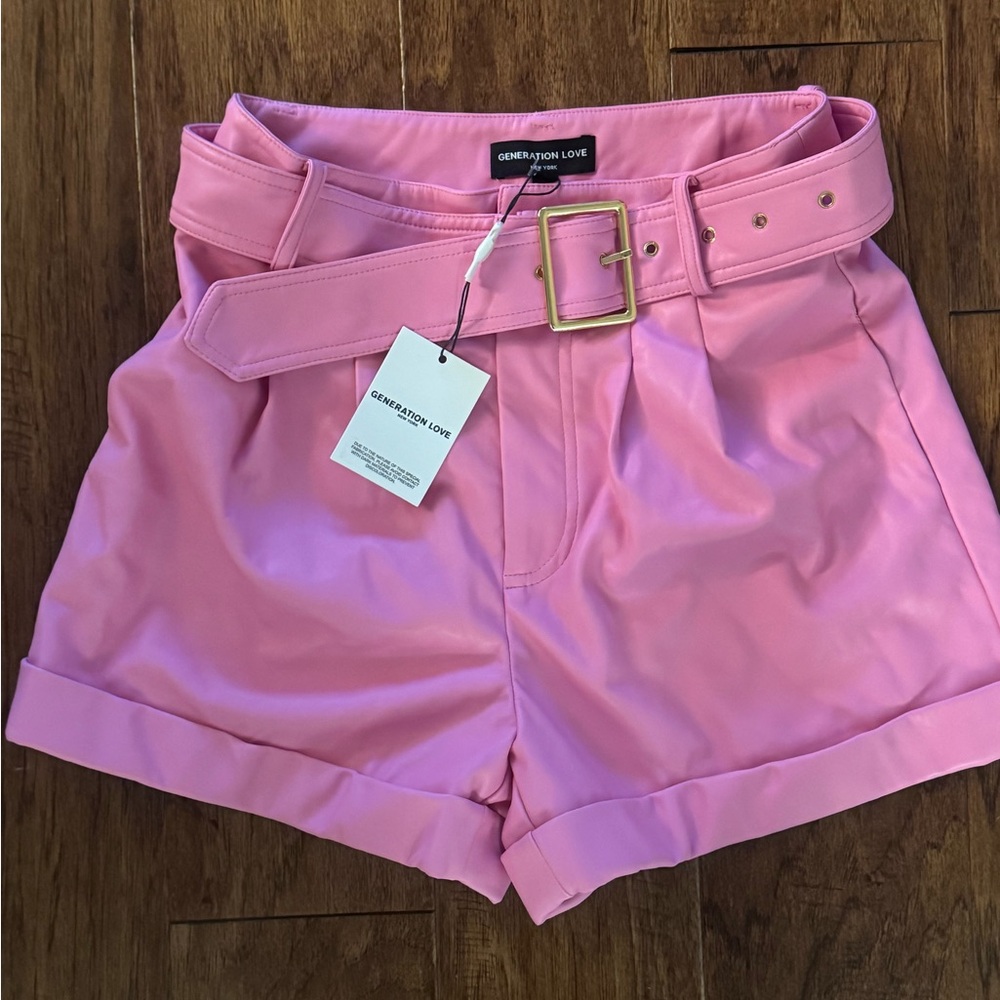 Generation Love High Waist Pink Belted Shorts